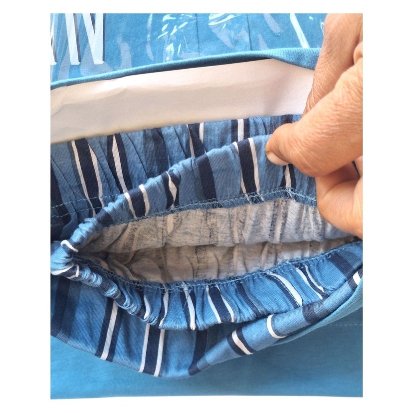 Pamuk Kısa Kol Mavi Erkek Pijama Takımı - Görsel 5