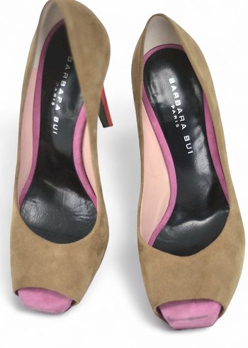 BARBARA BUI 38 Bej Süet Platform Topuklu Stiletto Kadın Ayakkabı - Görsel 7