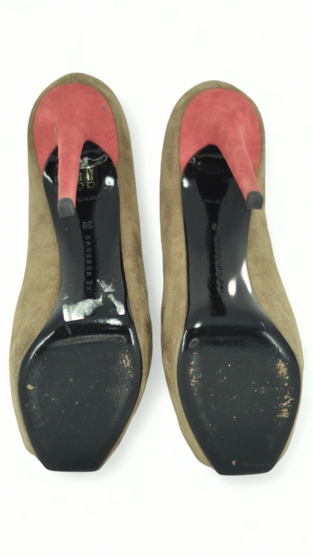 BARBARA BUI 38 Bej Süet Platform Topuklu Stiletto Kadın Ayakkabı - Görsel 5