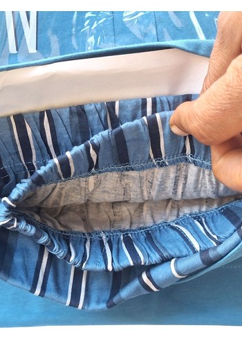 Pamuk Kısa Kol Mavi Erkek Pijama Takımı - Görsel 5