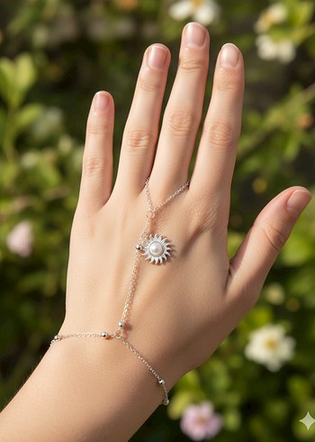 Mavi İşlemeli Boncuklu Kadın El Zinciri - Görsel 2