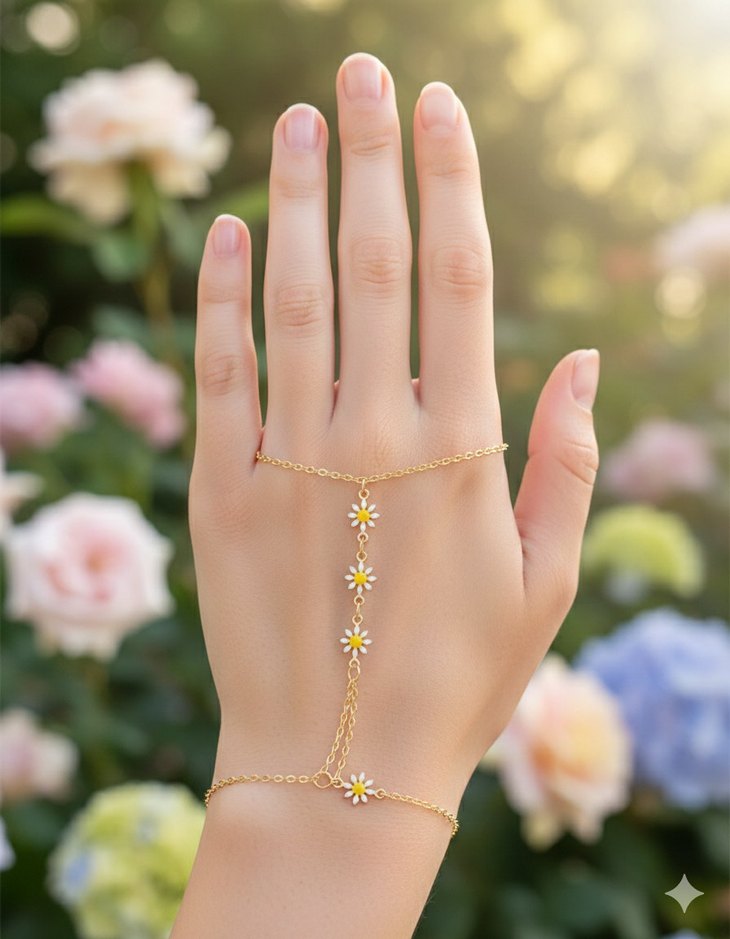 Mavi İşlemeli Boncuklu Kadın El Zinciri - Görsel 3