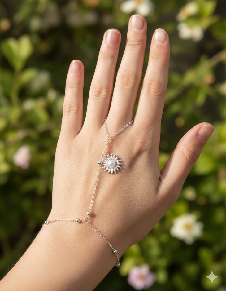 Mavi İşlemeli Boncuklu Kadın El Zinciri - Görsel 2