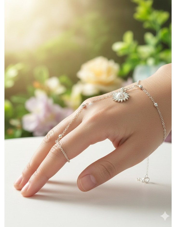 Mavi İşlemeli Boncuklu Kadın El Zinciri - Görsel 4