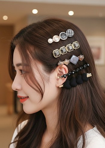 Boncuklu Çok Renkli Bohem Saç Tokaları - Görsel 2