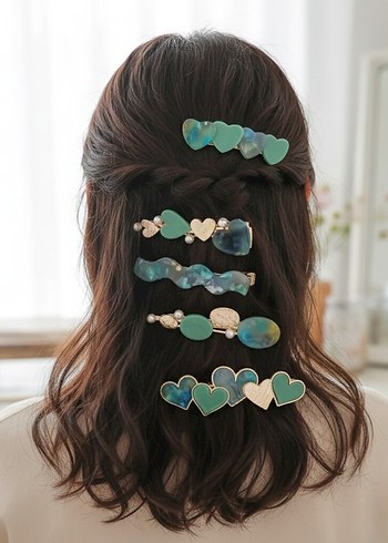 Boncuklu Çok Renkli Bohem Saç Tokaları - Görsel 7
