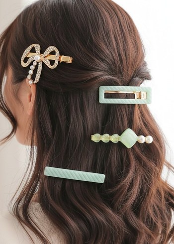 Boncuklu Çok Renkli Bohem Saç Tokaları - Görsel 4