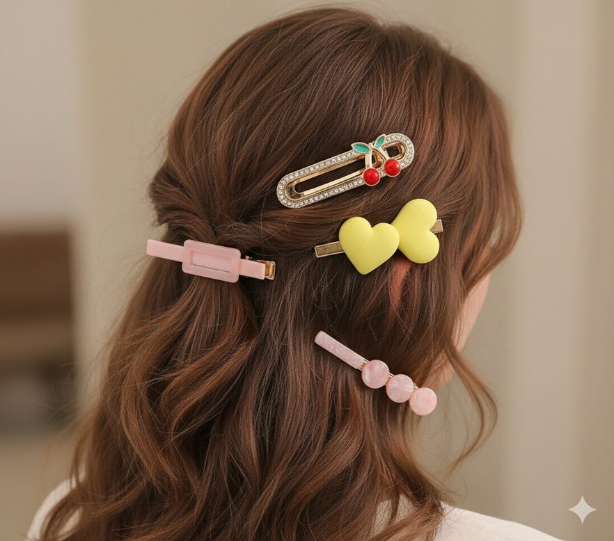 Boncuklu Çok Renkli Bohem Saç Tokaları - Görsel 3