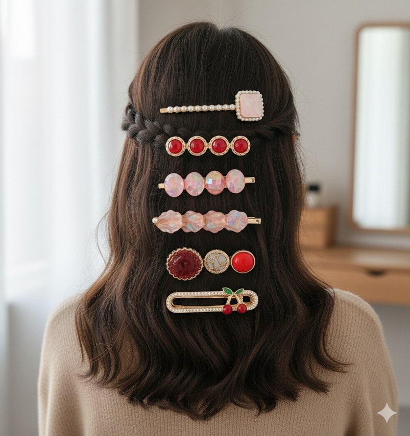 Boncuklu Çok Renkli Bohem Saç Tokaları - Görsel 5