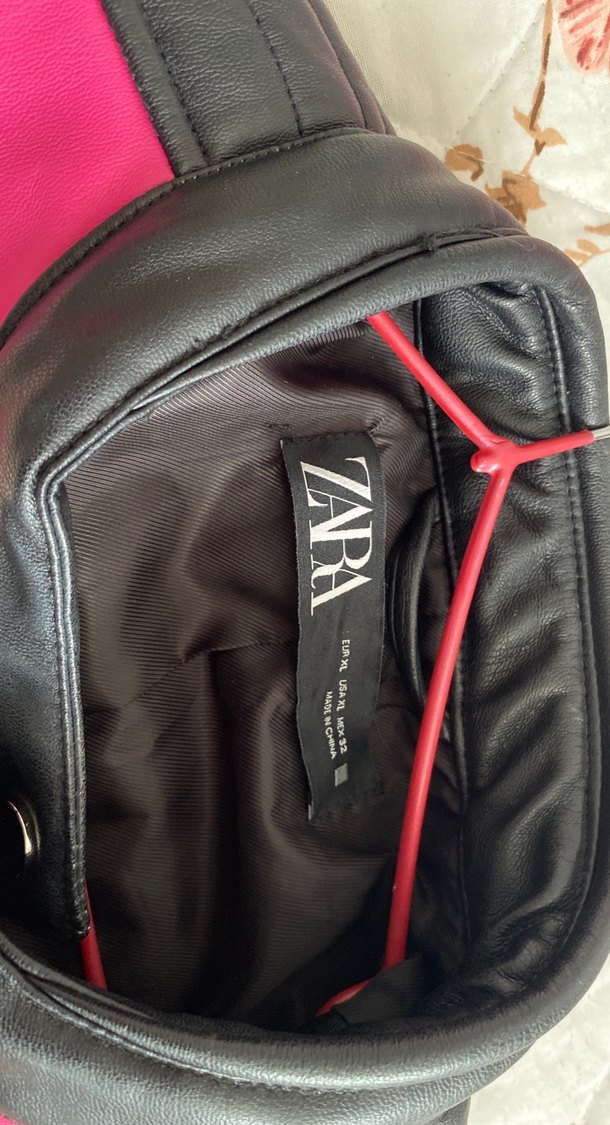 Kadın Pembe Deri Biker Ceket - Görsel 3