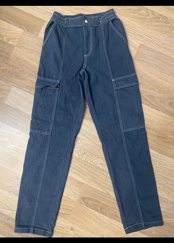 ASOS Tasarım Lacivert Dikiş Detaylı Kargo Pantolon - Görsel 3