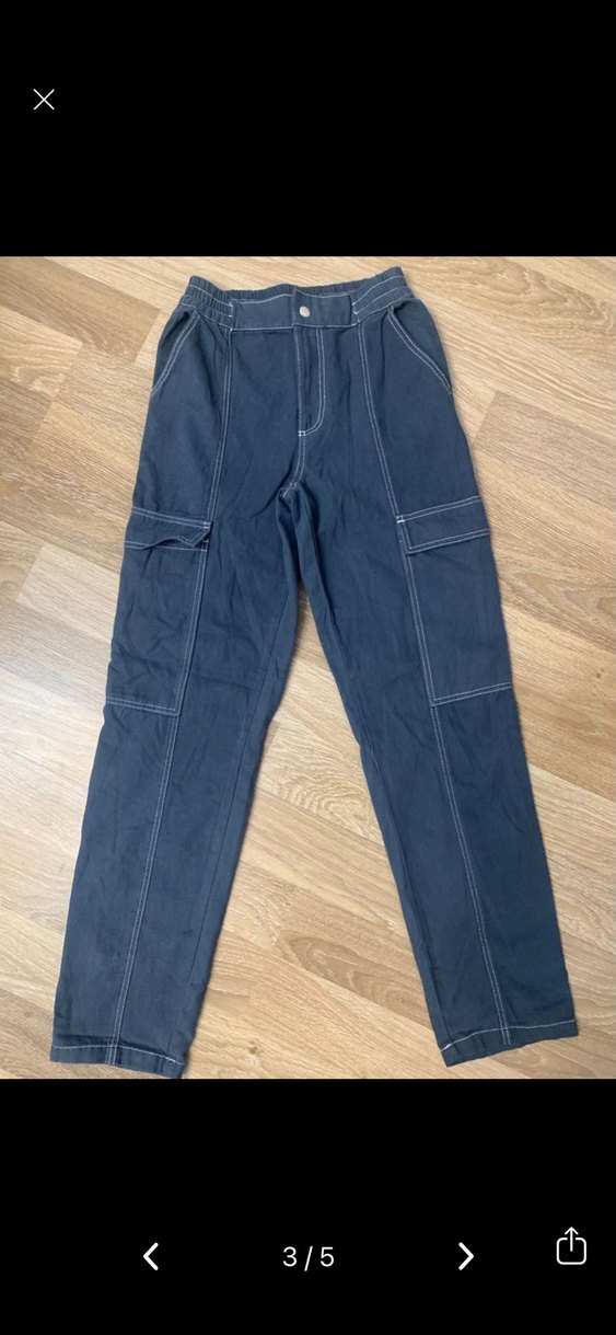 ASOS Tasarım Lacivert Dikiş Detaylı Kargo Pantolon - Görsel 3