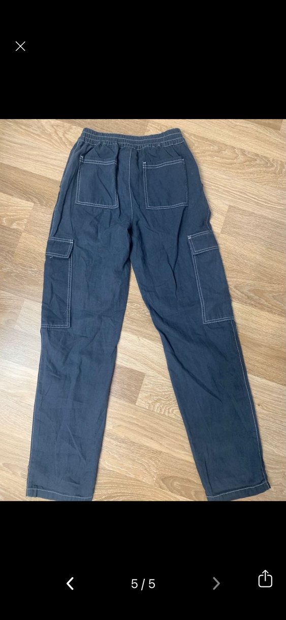 ASOS Tasarım Lacivert Dikiş Detaylı Kargo Pantolon - Görsel 5