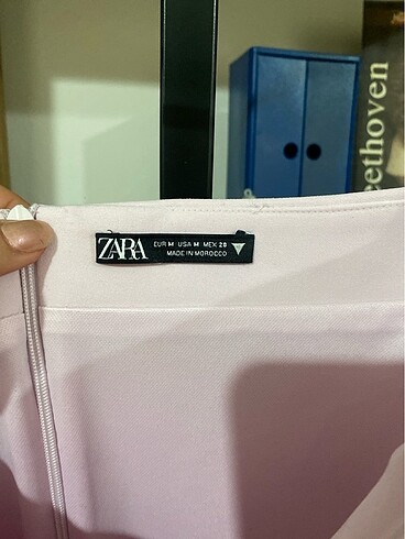 m Beden pembe Renk Zara straplez elbise (toz pembe)