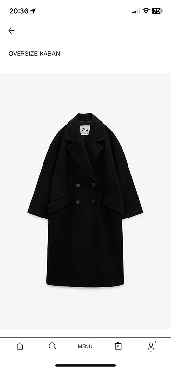 Zara oversize kaban