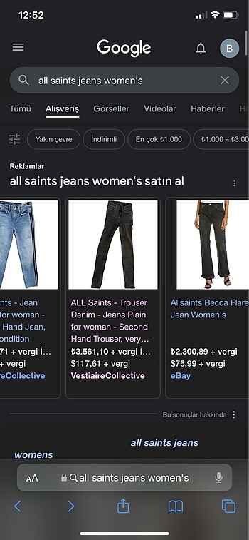 28 Beden gri Renk Allsaints jean