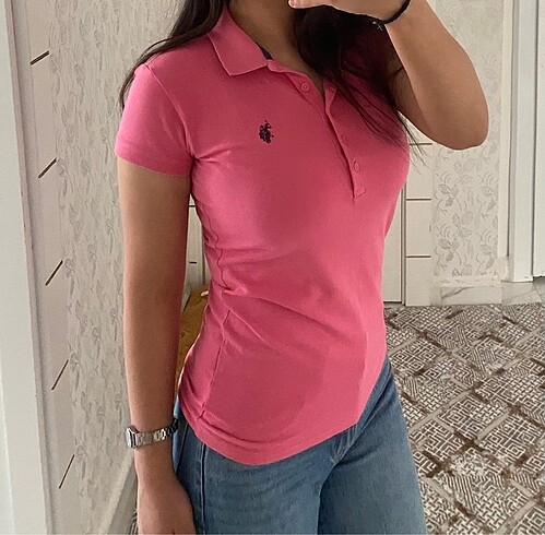 Us polo assn. pembe polo yaka tişört