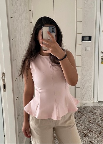 Koton pamuklu volanli peplum bluz