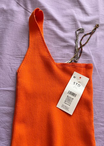 Turuncu V Yaka Örgü Kız Çocuk Süveter - Görsel 3