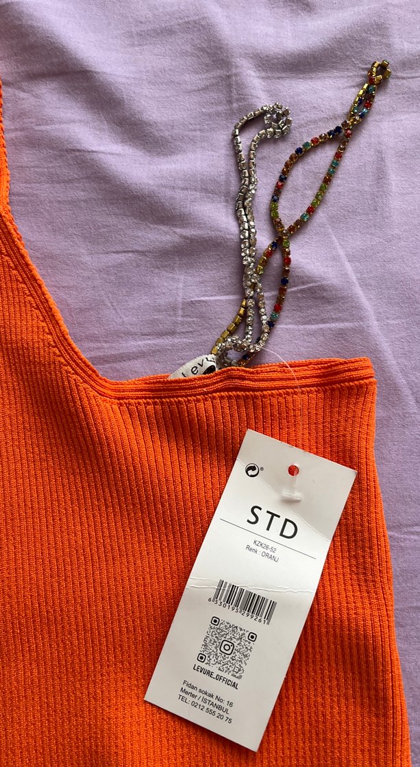 Turuncu V Yaka Örgü Kız Çocuk Süveter - Görsel 2