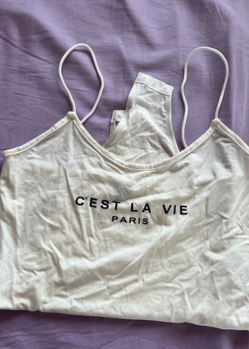 Beyaz İnce Askılı Pamuklu Kadın Atlet - Görsel 2