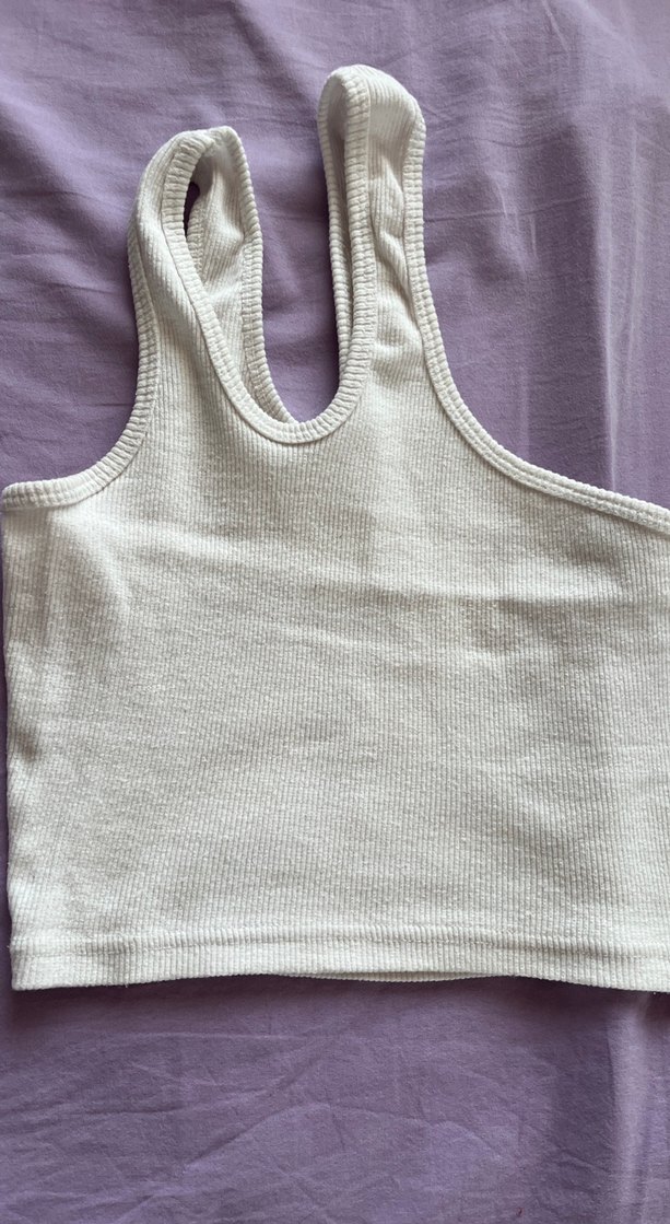 Beyaz Keten Straplez Kadın Atlet - Görsel 2