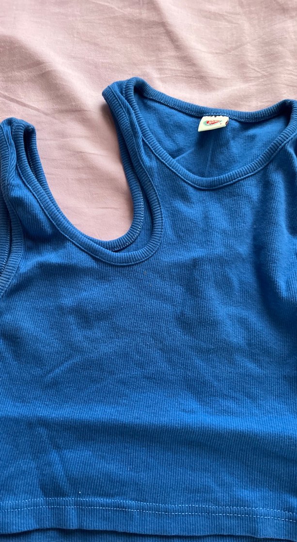 Mavi Kolsuz Denim Atlet - Görsel 2