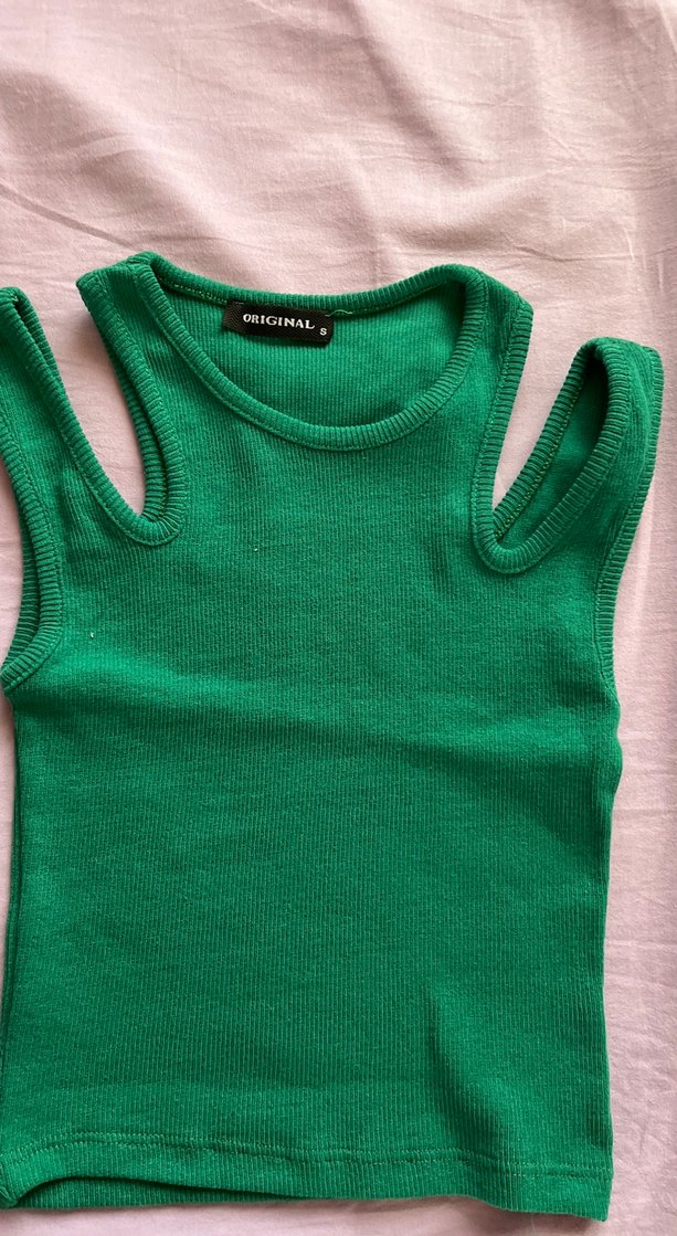 Yeşil Örme Kolsuz Basic Atlet - Görsel 2