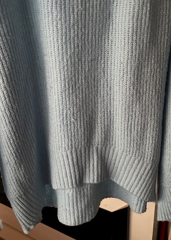 Bebe mavisiYüksek Yakalı Örgü Kadın Kazak - Görsel 3