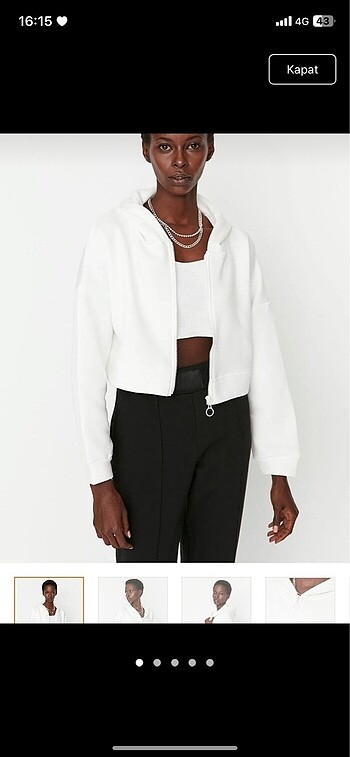 Crop beyaz hırka sweatshirt