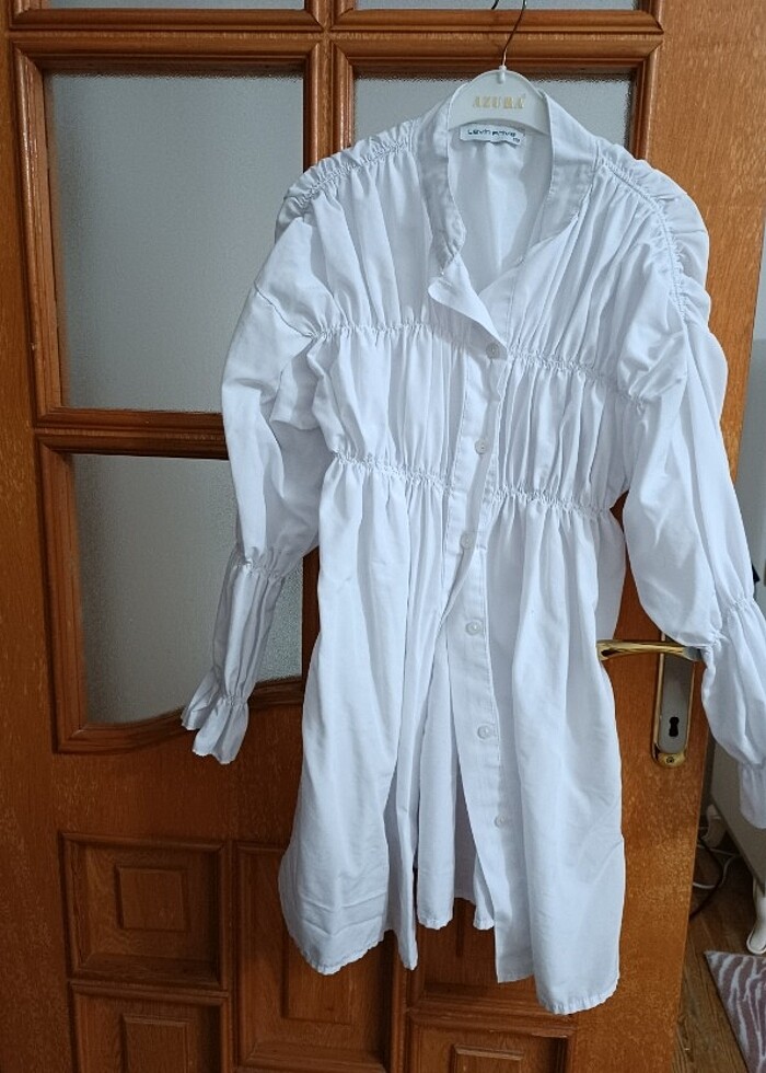 Büzgü lastikli gomlek - Görsel 3