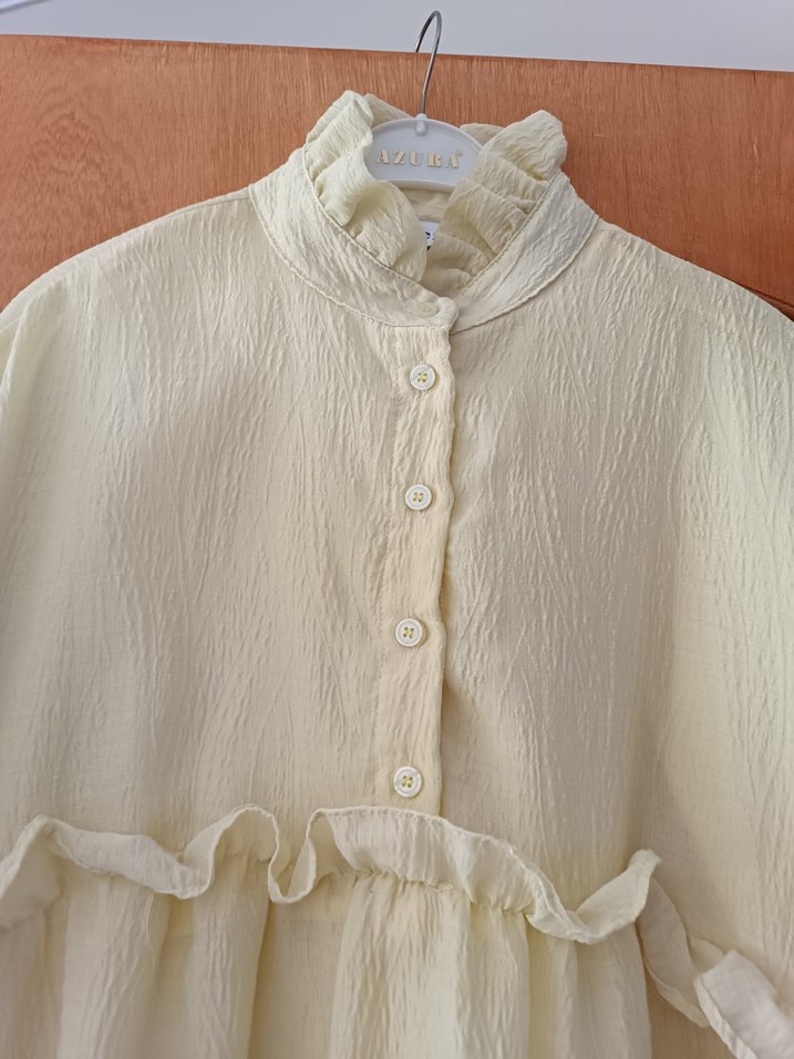 Sarı fırfırli astarlı elbisi - Görsel 2