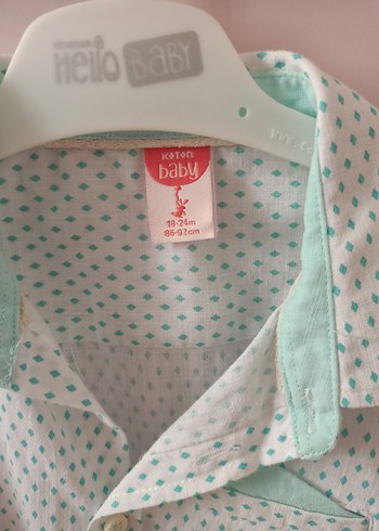 Erkek Çocuk Yeşil Pamuklu Uzun Kollu Gömlek - Görsel 2