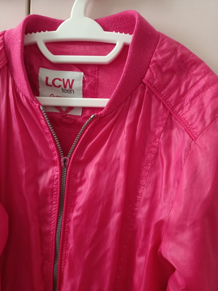 Pembe Rahat Kesim Fermuarlı kız çocuk Ceket - Görsel 2