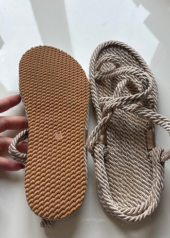 H&M Bej Bohem Tarzı Kadın Sandalet
