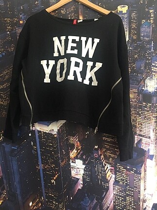 H&M yanları fermuarlı sweatshirt