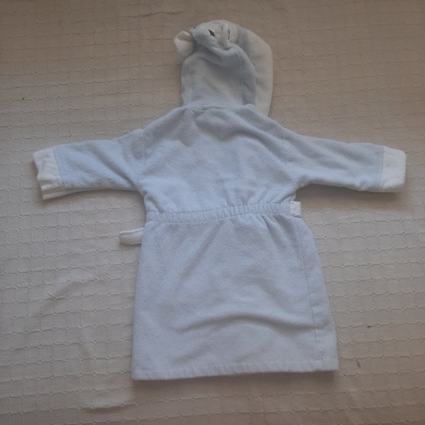 Kapüşonlu Erkek Çocuk Bornoz - Gri Beyaz - Görsel 3