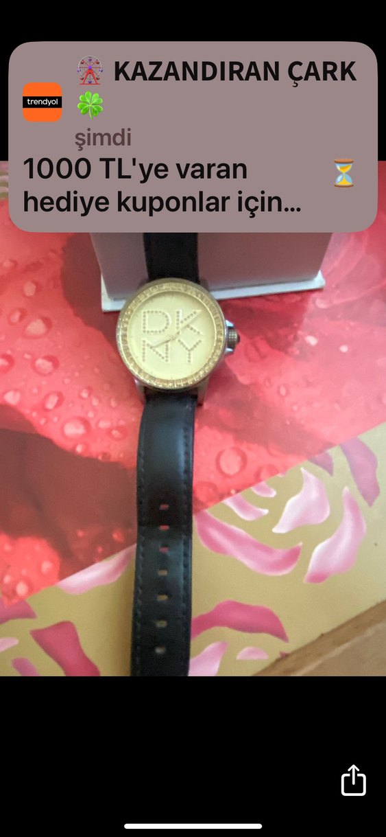 Altın Renkli DKNY Kadın Saat taşlar cam altında. - Görsel 2