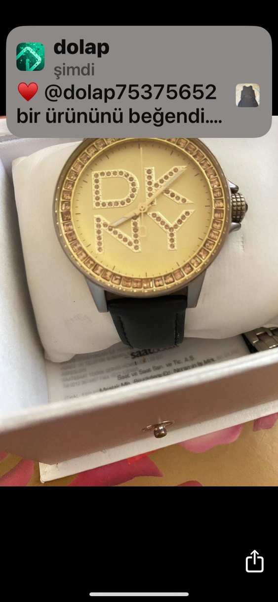 Altın Renkli DKNY Kadın Saat taşlar cam altında. - Görsel 3