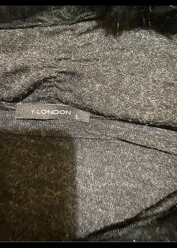 l Beden Peluş Detaylı Uzun Gri Kadın Hırka Y-LONDON L