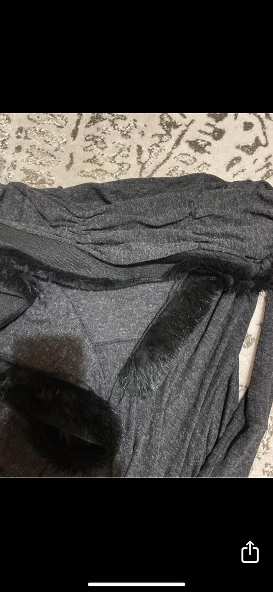 Peluş Detaylı Uzun Gri Kadın Hırka Y-LONDON L - Görsel 4