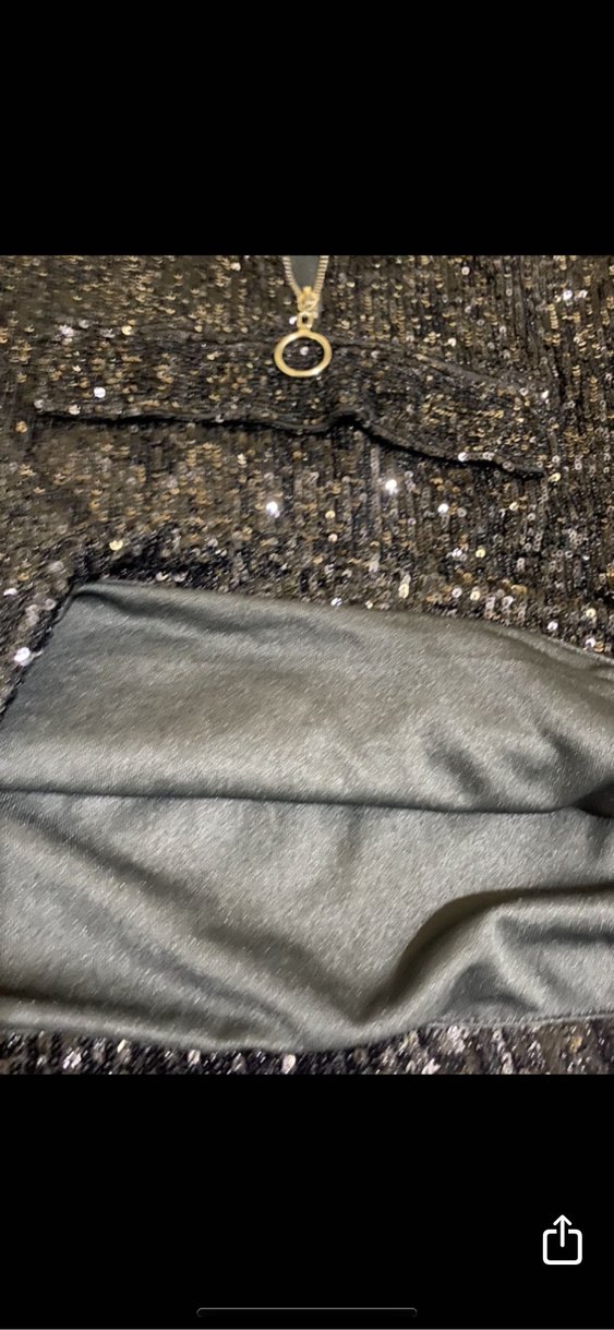 Siyah Kapüşonlu Payetli Kadın Ceket - Görsel 3