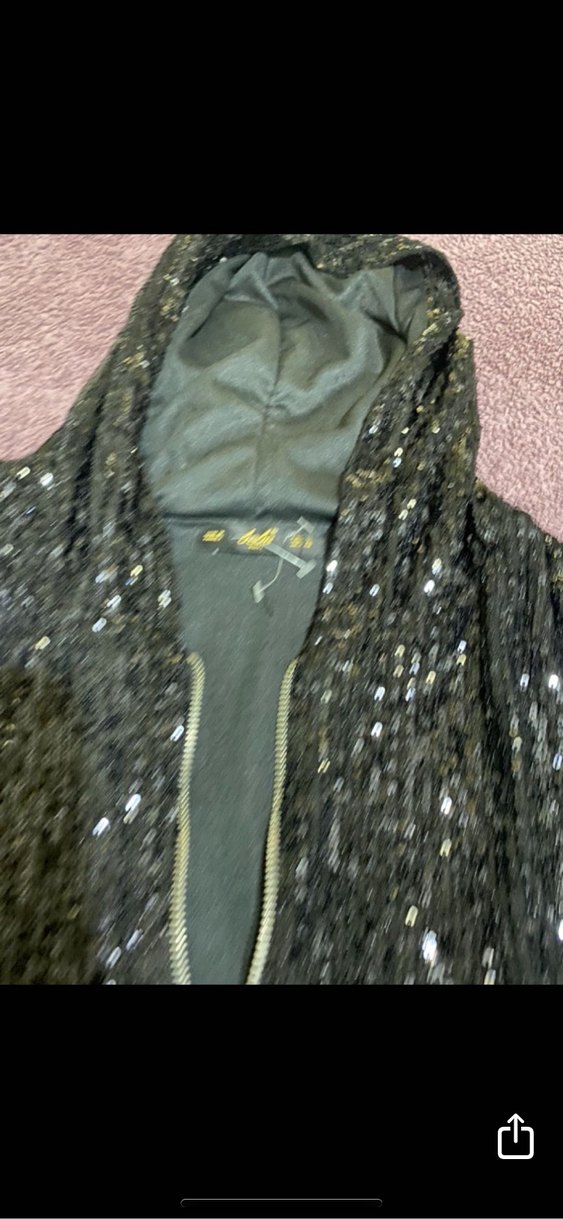 Siyah Kapüşonlu Payetli Kadın Ceket - Görsel 2