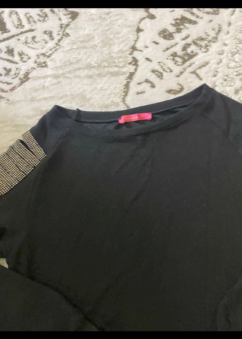 l Beden siyah Renk Siyah Payet Detaylı Uzun Kollu Kadın Swit L yeni