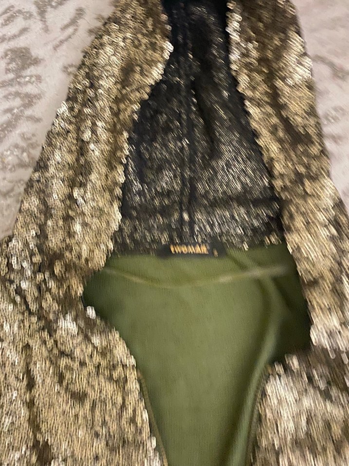 Kapüşonlu Payetli fermuarlı hırka L - Görsel 4