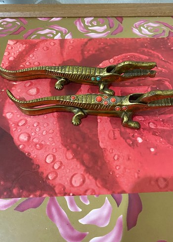 Renkli Taşlı Altın Timsah fındık kırma aparatları - Görsel 5