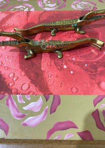 Renkli Taşlı Altın Timsah fındık kırma aparatları - Görsel 3