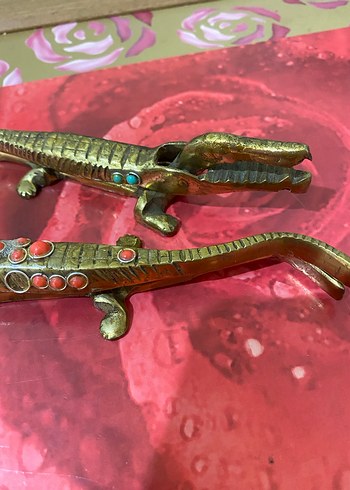 Renkli Taşlı Altın Timsah fındık kırma aparatları - Görsel 6