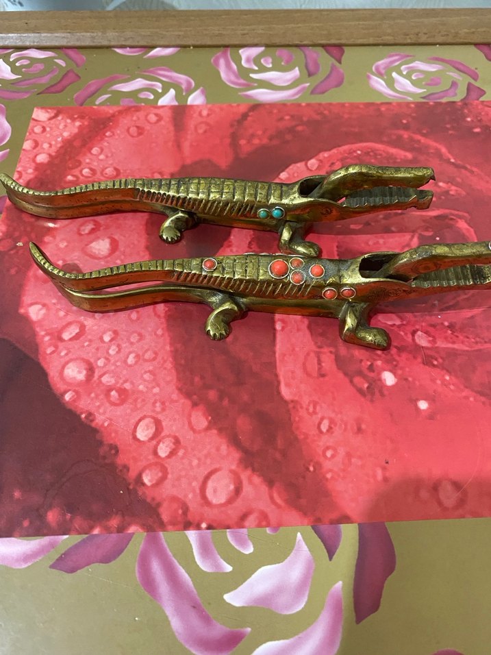 Renkli Taşlı Altın Timsah fındık kırma aparatları - Görsel 5