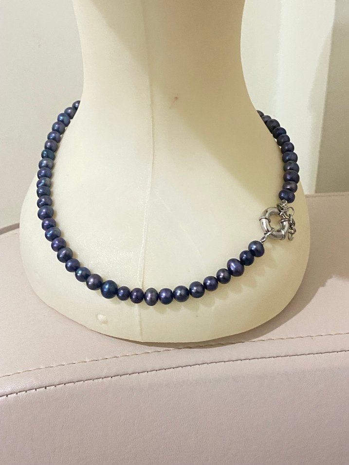 Siyah inci kolye - Görsel 5